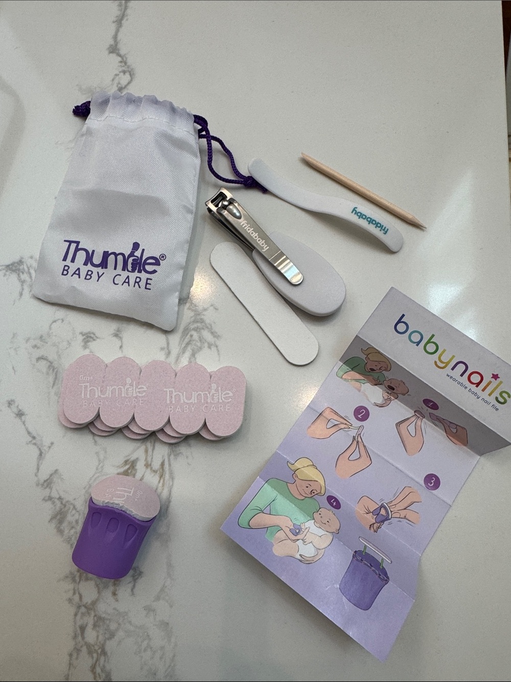 Baby Care Nail Kit - Pink & Purple Fridababy Thumble Baby Nails